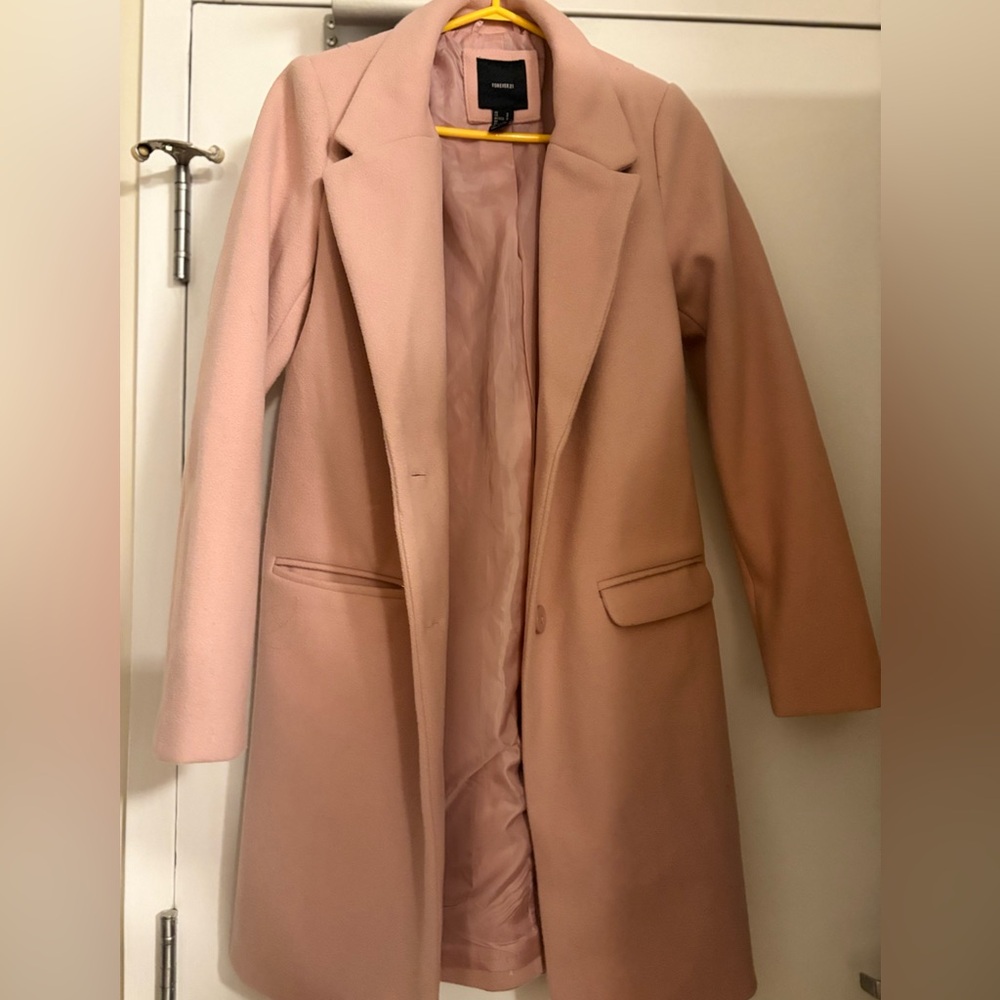 Pink forever 21 trench coat size small worn once